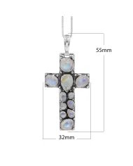Moonstone Necklace - Sterling Silver Holy Cross Pendant, Religious Pendant, June Birthstone, Christmas Gifts