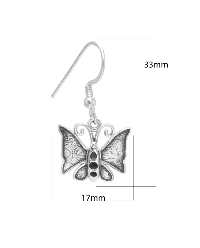 Dainty Butterfly Earrings - 925 Silver Oxidized Jewelry for Women