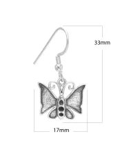 Dainty Butterfly Earrings - 925 Silver Oxidized Jewelry for Women