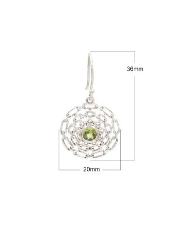 Natural Peridot Flower Earrings - 925 Sterling Silver Handmade Jewelry