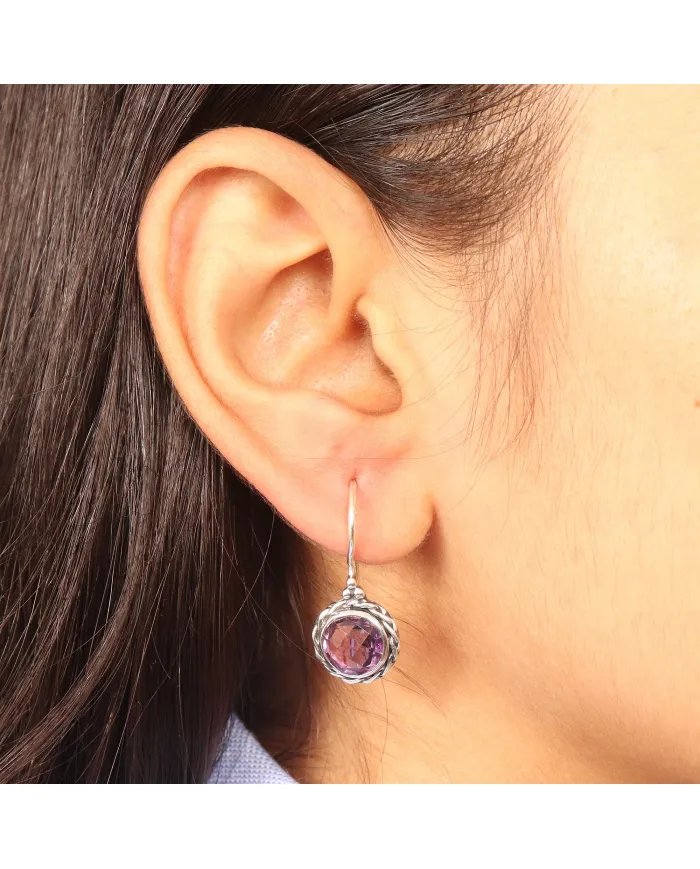 Amethyst Earrings - Handmade 925 Sterling Silver Gemstone Jewelry