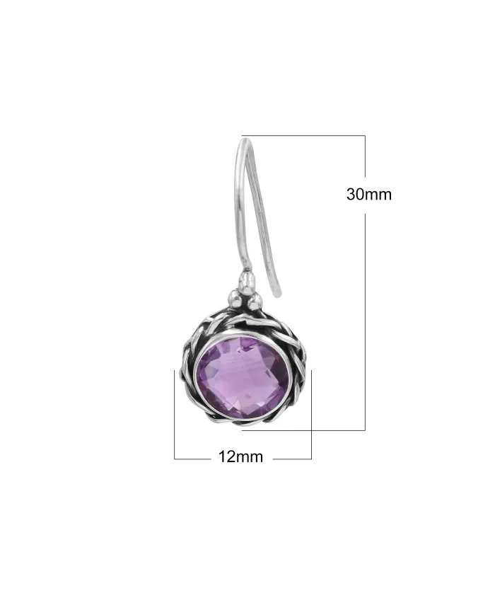 Natural Amethyst Earrings - Handmade 925 Sterling Silver Gemstone Jewelry