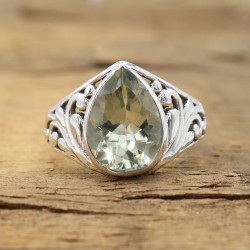 Pear Green Amethyst Ring, Prasiolite Ring, 925 Sterling Silver Ring, Engagement Ring, February Birthstone, Promise Ring for Love