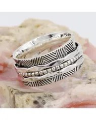 925 Sterling Silver Spinner Ring with Oxide - Fidget & Meditation Jewelry