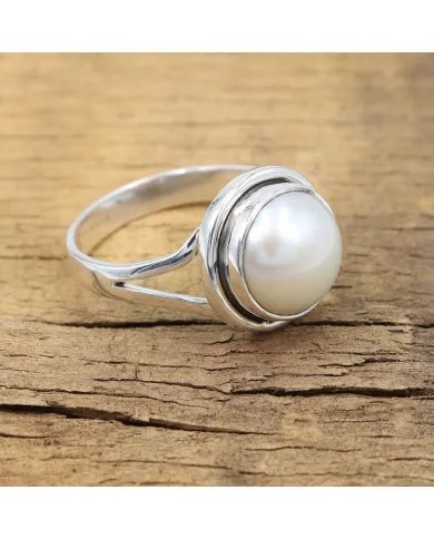 Freshwater Pearl Ring - 925 Sterling Silver Unisex Gemstone Jewelry