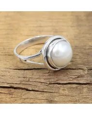 Freshwater Pearl Ring - 925 Sterling Silver Unisex Gemstone Jewelry