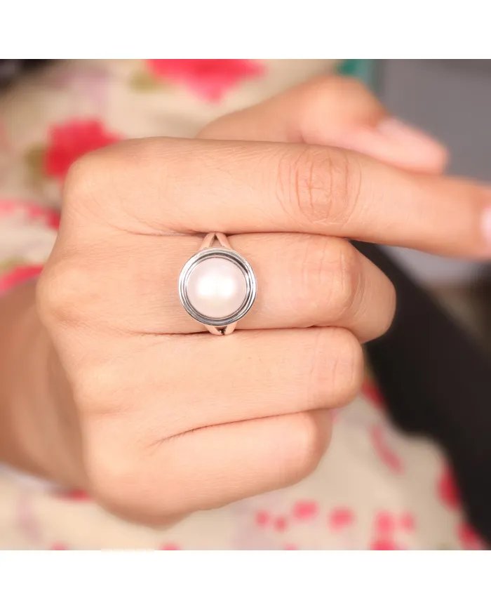 Freshwater Pearl Ring - 925 Sterling Silver Unisex Gemstone Jewelry