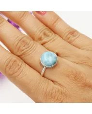 Larimar Gemstone Ring - 925 Sterling Silver Handmade Gemstone Jewelry