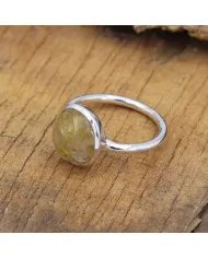 Rutilated Quartz Gemstone Ring - 925 Sterling Silver Handmade Jewelry
