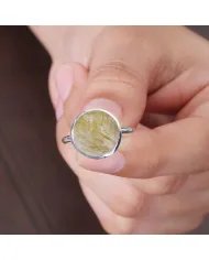 Rutilated Quartz Gemstone Ring - 925 Sterling Silver Handmade Jewelry
