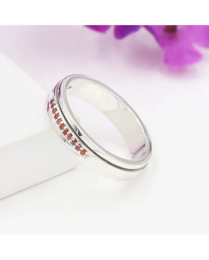 Garnet Spinner Ring – 925 Sterling Silver Anxiety & Stress Relief Jewelry