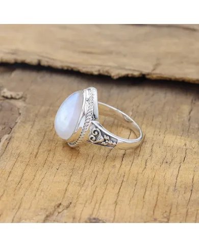 Rainbow Moonstone Ring – 925 Sterling Silver Handmade Boho Jewelry