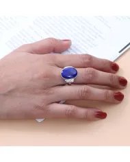 Lapis Lazuli Ring - 925 Sterling Silver Handmade Oval Gemstone Jewelry