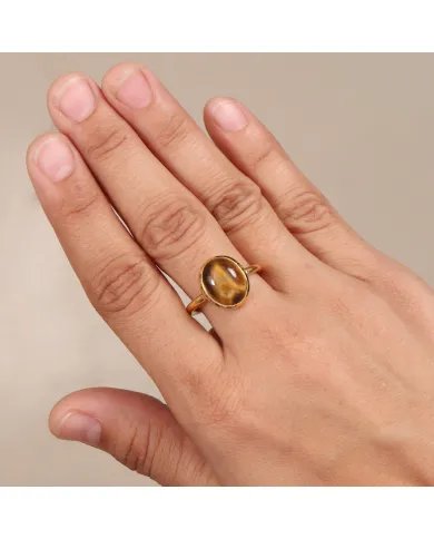 Natural Tiger Eye Stone Ring - 925 Sterling Silver Handmade Jewelry