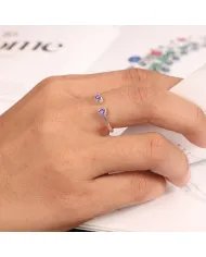 Amethyst Open Ring Trillion Cut - 925 Sterling Silver Handmade Jewelry