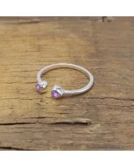 Amethyst Open Ring Trillion Cut - 925 Sterling Silver Handmade Jewelry