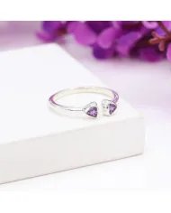 Amethyst Open Ring Trillion Cut - 925 Sterling Silver Handmade Jewelry