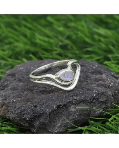 Rainbow Moonstone Ring - 925 Sterling Silver Handmade Gemstone Jewelry