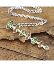 Peridot & Citrine Pendant - 925 Sterling Silver Handmade Chain Jewelry