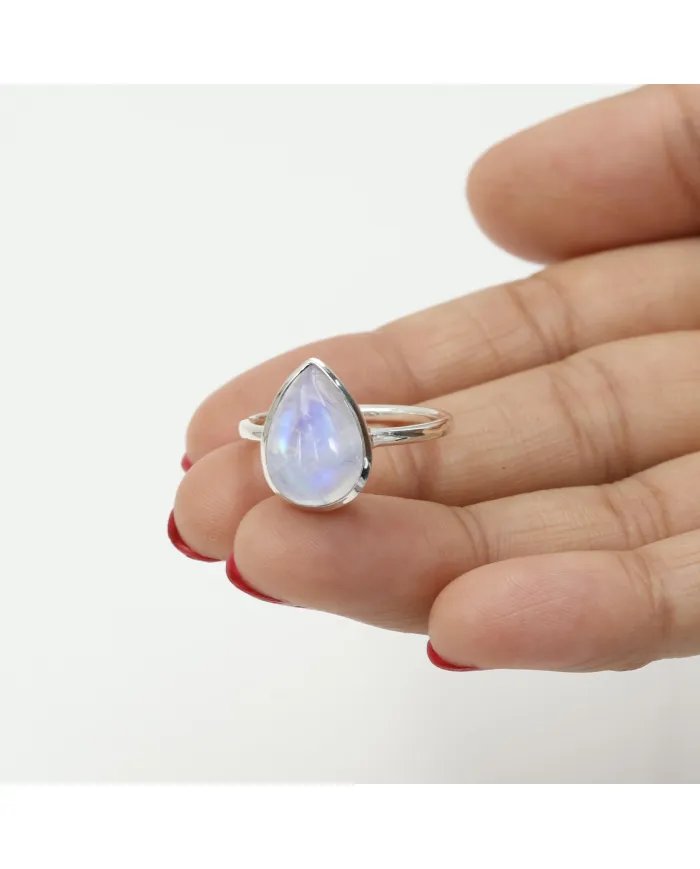 Rainbow Moonstone Ring - 925 Sterling Silver Handmade Gemstone jewelry