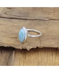 Larimar Gemstone Ring - 925 Sterling Silver Sea-Inspired Handmade Jewelry