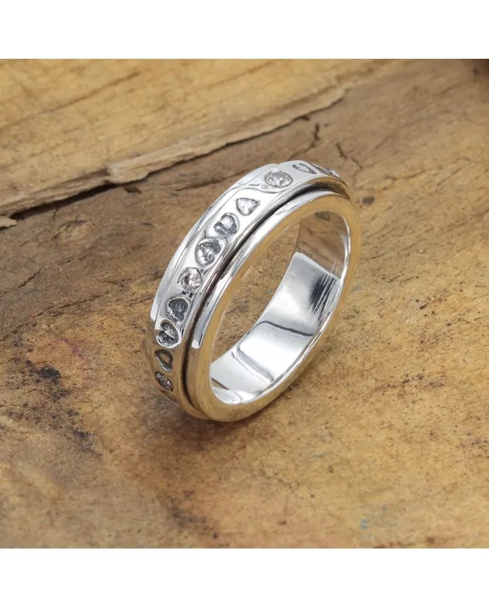 Handmade Swarovski Crystal Spinner Ring - Sterling Silver Statement Ring for Stress Relief