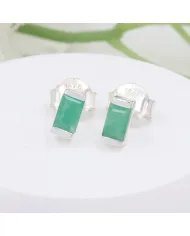 Emerald Stud Earrings - 925 Sterling Silver Jewelry