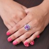 Round Turquoise Ring, Sterling Silver Ring, Promise Ring, Statement Ring, Designer Ring, December Birthstone, Purple Stone Ring