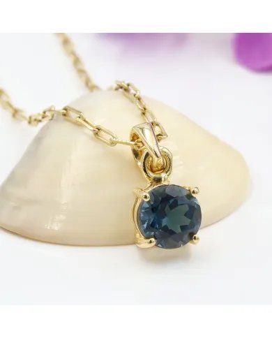 London Blue Topaz Pendant - Handmade Gold Plated 925 Silver Jewelry