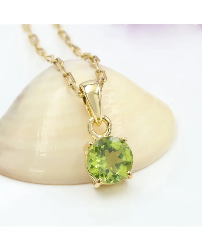 Peridot Pendant - Handmade Gold Plated 925 Silver Jewelry