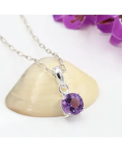 Amethyst Pendant - Handmade 925 Sterling Silver Minimalist Jewelry