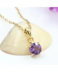 Amethyst Pendant - 925 Sterling Silver Minimalist Gemstone Jewelry