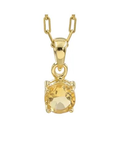 Citrine Pendant - Gold Plated 925 Silver Birthstone Jewelry