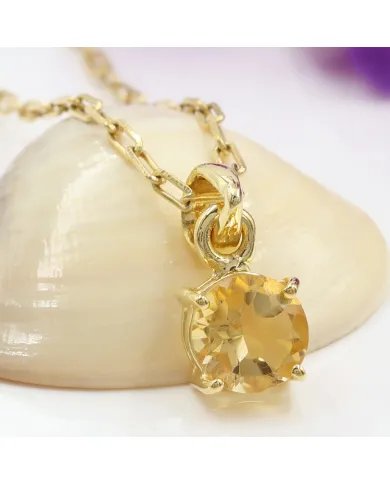 Citrine Pendant - Gold Plated 925 Silver Birthstone Jewelry