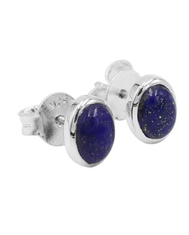 Natural Lapis Lazuli, Sterling Silver Studs, Gemstone Stud Earrings, Handmade Earrings, Minimalist Studs for Women