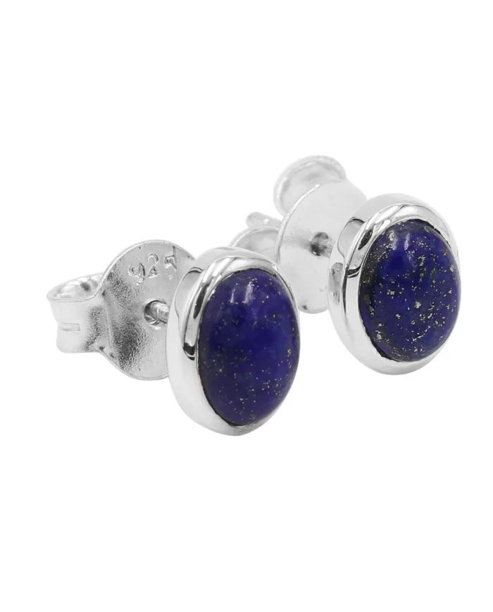Lapis Lazuli Studs - Handmade 925 Sterling Silver Minimalist Jewelry