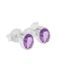 Amethyst Stud Earrings - Handmade 925 Sterling Silver Jewelry