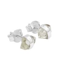 Herkimer Diamond Stud Earrings - 925 Sterling Silver Raw Gemstone Jewelry