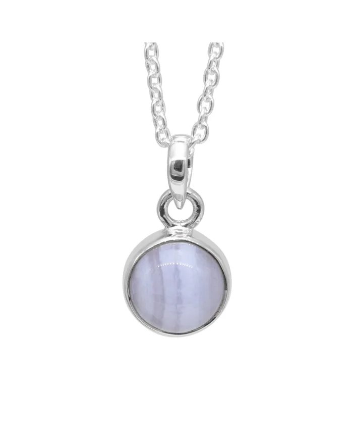 Blue Lace Agate Pendant - 925 Sterling Silver Handmade Jewelry