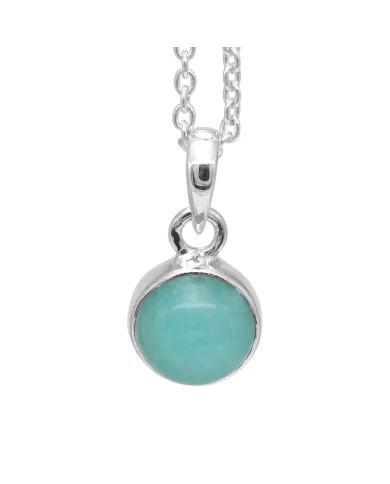 Natural Amazonite Pendant Necklace - 925 Sterling Silver Jewelry