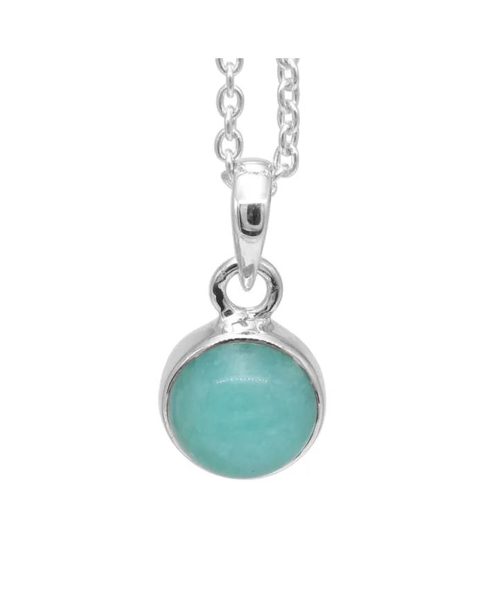 Natural Amazonite Pendant Necklace - 925 Sterling Silver Jewelry