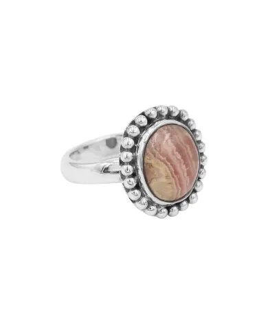 Rhodochrosite Ring - Handmade 925 Sterling Silver Vintage-Style Jewelry