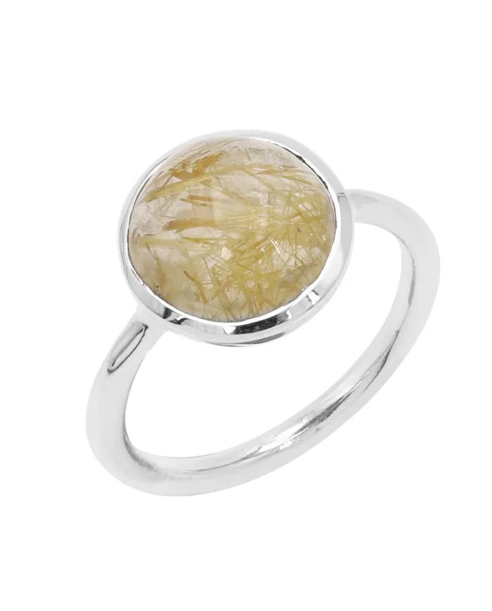 Rutilated Quartz Gemstone Ring - 925 Sterling Silver Handmade Jewelry