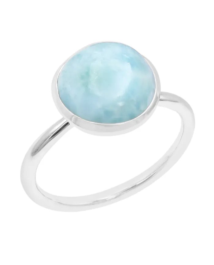 Larimar Gemstone Ring - 925 Sterling Silver Handmade Gemstone Jewelry