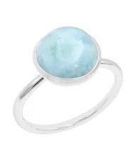 Larimar Gemstone Ring - 925 Sterling Silver Handmade Gemstone Jewelry