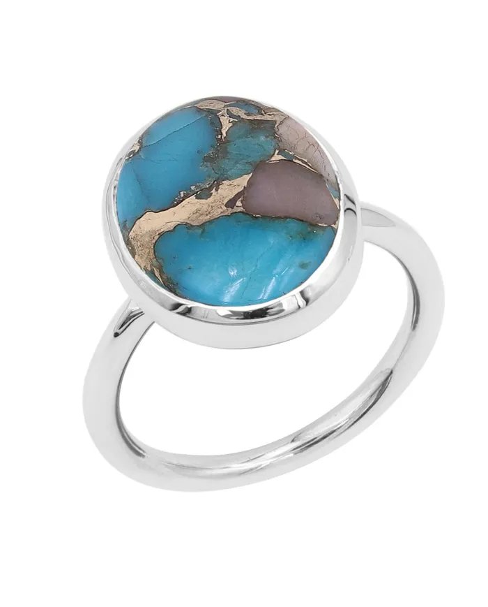 Blue Copper Turquoise Ring - 925 Sterling Silver Handmade Jewelry