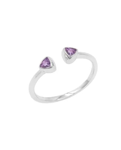 Amethyst Open Ring Trillion Cut - 925 Sterling Silver Handmade Jewelry