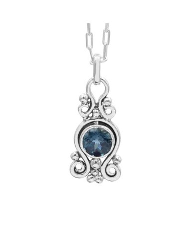 London Blue Topaz Gemstone 925 Silver Necklace - Handcrafted Women's Jewelry