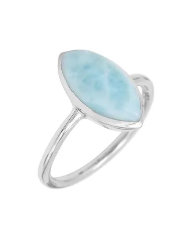 Larimar Gemstone Ring - Sterling Silver Handmade Ring Statement Ring Unique Ring for Women