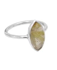 Rutilated Quartz Gemstone Ring - Sterling Silver Handmade Ring Statement Ring Unique Ring for Women